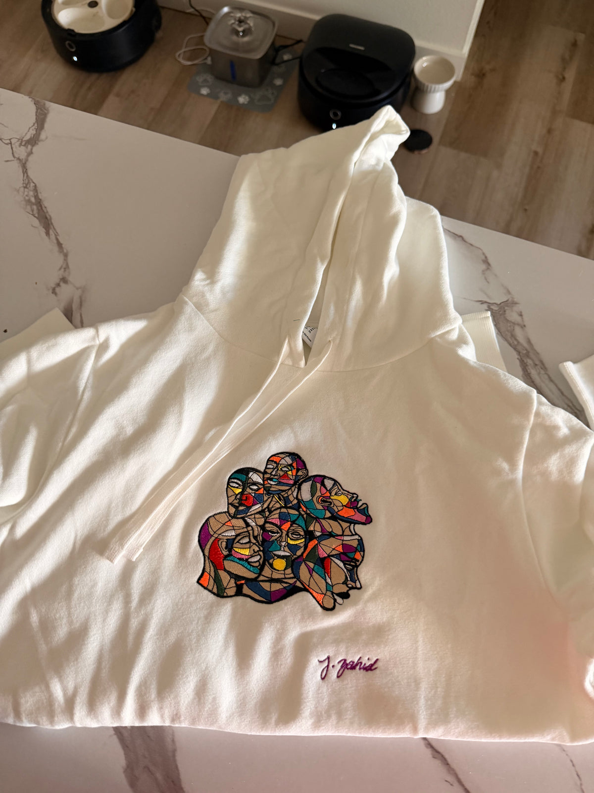 Faces Embroidered Hoodie
