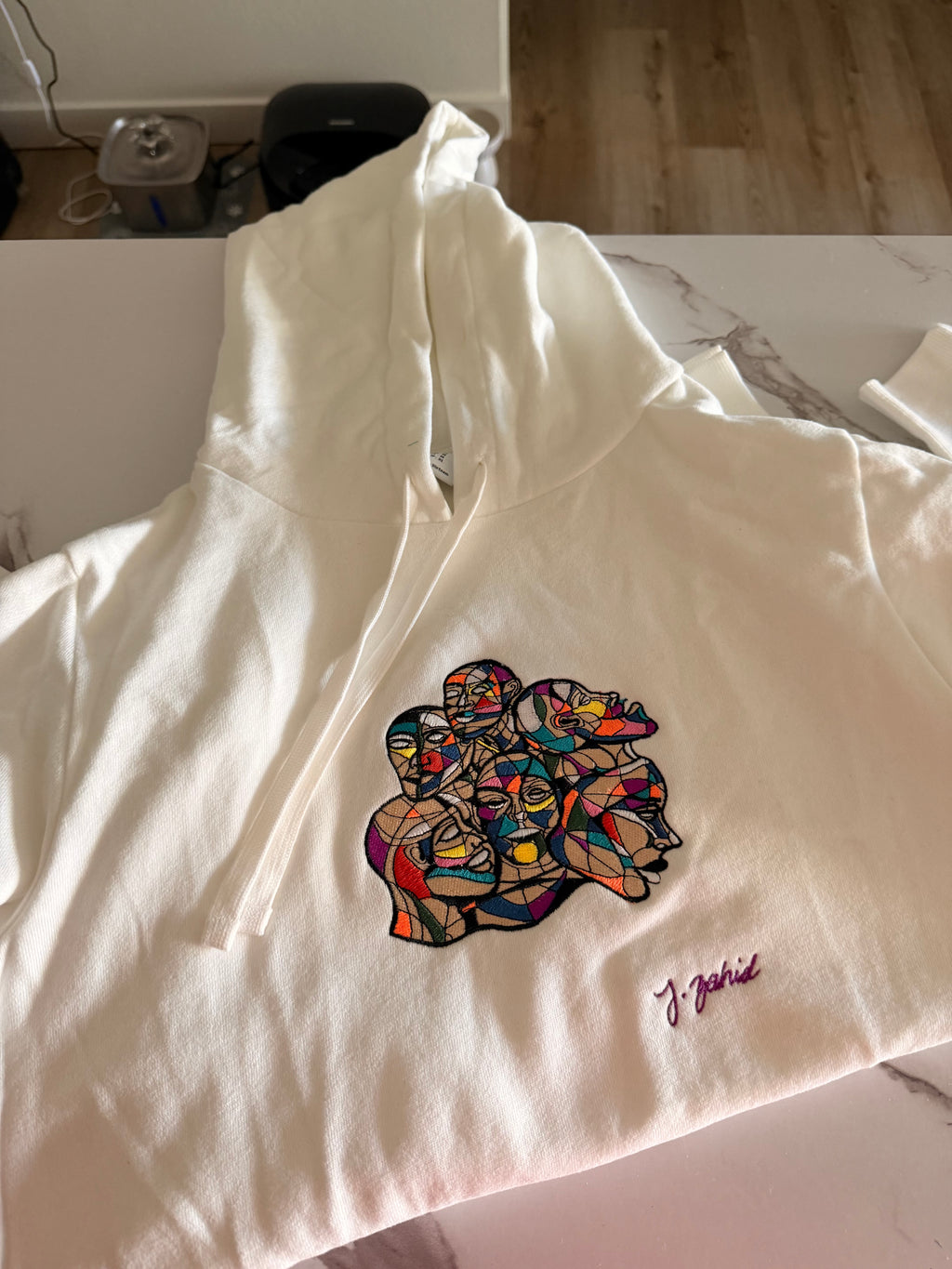 Faces Embroidered Hoodie