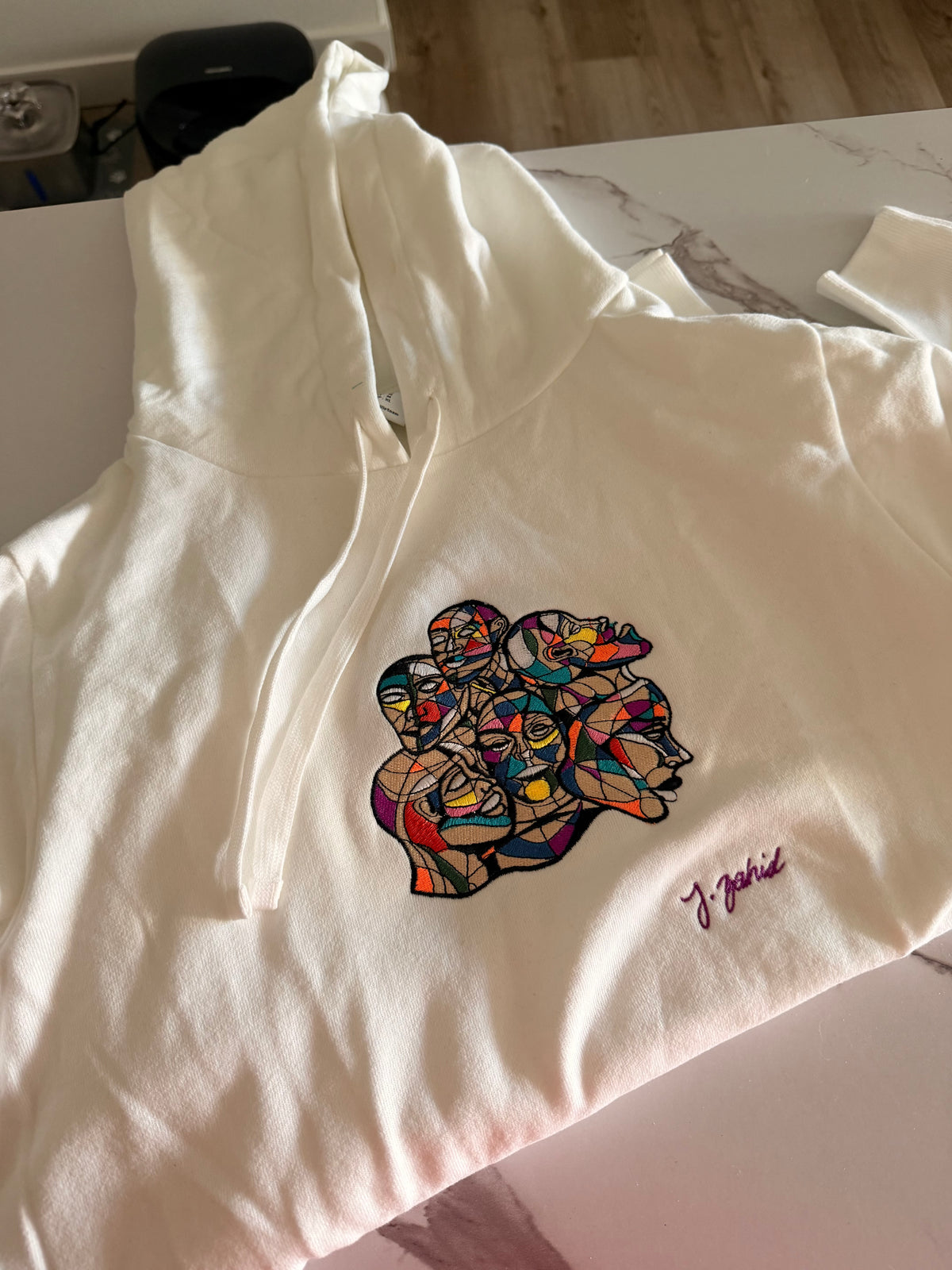 Faces Embroidered Hoodie